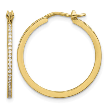 14K Polished CZ 1.5mm Large Hoop Earrings - Birthstone Company