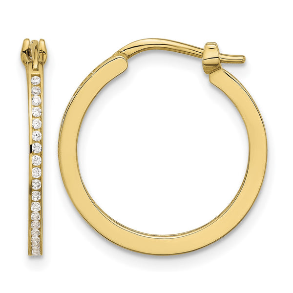 14K Polished CZ 1.5mm Small Hoop Earrings - Birthstone Company