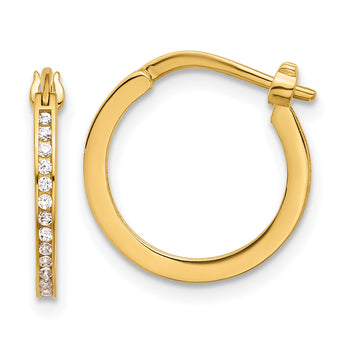 14K CZ 1.5mm Hoop Earrings