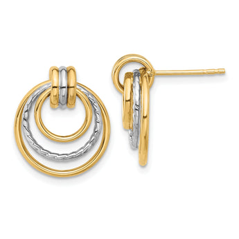 14K Two-tone Polished Circle Drop Post Earrings