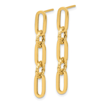 14K Polished Chain Link Dangle Post Earrings