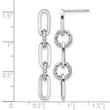 14K White Gold Polish and Twisted Chain Link Dangle Post Earrings - Birthstone Company