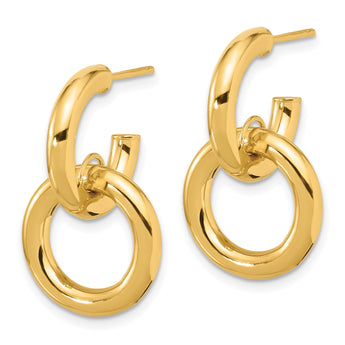 14K Polished Hoop With Dangle Post Earrings
