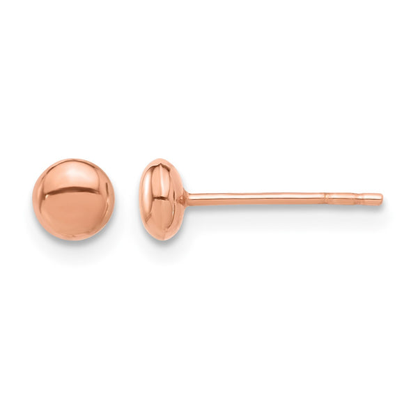 14K Rose Gold Polished 4.5mm Button Post Earrings - Birthstone Company
