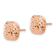 14K Rose Gold Polished Diamond-cut 10mm Puffed Square Post Earrings - Birthstone Company