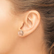 14K Rose Gold Polished Diamond-cut 10mm Puffed Square Post Earrings - Birthstone Company