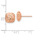 14K Rose Gold Polished Diamond-cut 10mm Puffed Square Post Earrings