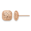 14K Rose Gold Polished Diamond-cut 10mm Puffed Square Post Earrings - Birthstone Company
