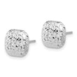 14K White Gold Polished Diamond-cut 10mm Puffed Square Post Earrings