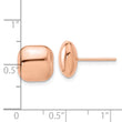 14K Rose Gold Polished 10mm Puffed Square Post Earrings - Birthstone Company