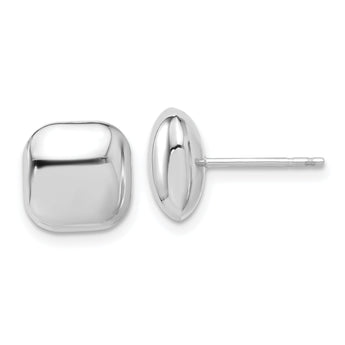14K White Gold Polished 10mm Puffed Square Post Earrings