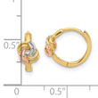14K Two-tone w/White Rhodium Love Knot Hinged Huggie Hoop Earrings