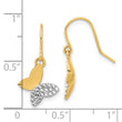 14k and White Rhodium D/C Butterfly Dangle Earrings