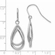 14K White Gold Polished and Textured Teardrop Shepherd Hook Earrings