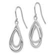 14K White Gold Polished and Textured Teardrop Shepherd Hook Earrings - Birthstone Company