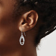 14K White Gold Polished and Textured Teardrop Shepherd Hook Earrings - Birthstone Company