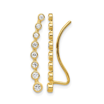 14K CZ Ear Climber Earrings - Birthstone Company