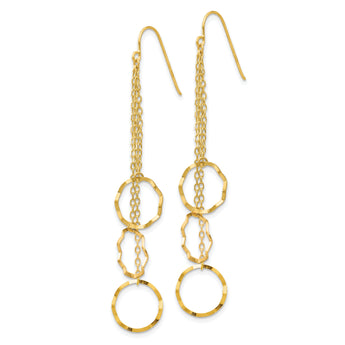 14K Faceted Circle Dangle Earrings