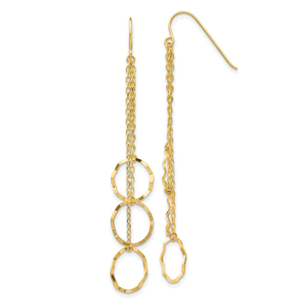 14K Faceted Circle Dangle Earrings