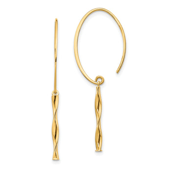 14K Twist Bar Dangle Earrings