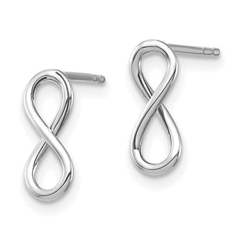 14K White Gold Polished Infinity Post Earrings - Birthstone Company