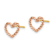 14K Rose Polished Twisted Heart Post Earrings - Birthstone Company