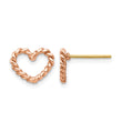 14K Rose Polished Twisted Heart Post Earrings - Birthstone Company