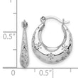 14K White Gold Textured Stamped Hoop Earrings