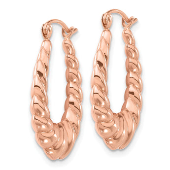 14k Rose Gold Polished Twisted Hollow Hoop Earrings - Birthstone Company