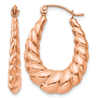 14k Rose Gold Polished Twisted Hollow Hoop Earrings - Birthstone Company