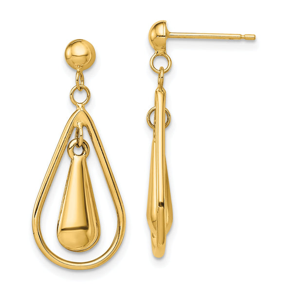 14K Polished Dangle Post Earrings