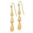 14k Puff Diamond-cut Teardrop Dangle Earrings