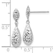 14k White Gold Diamond-cut Puff Teardrop Dangle Earrings