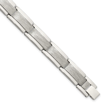 Tungsten Polished and Satin 8.25in Bracelet - Birthstone Company