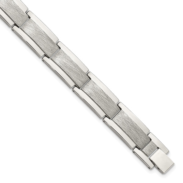 Tungsten Polished and Satin 8.25in Bracelet - Birthstone Company