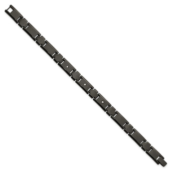 Chisel Tungsten Polished Black IP-plated 1/10 carat Diamond 9 inch Bracelet