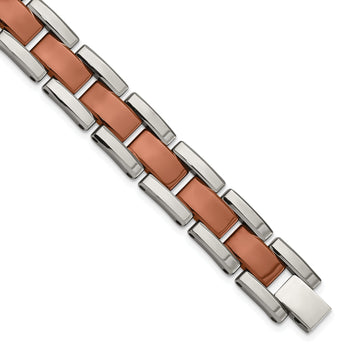 Chisel Tungsten Polished Brown IP-plated 8.5 inch Bracelet