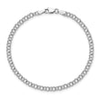 14k White Gold 3.5mm Solid Double Link Charm Bracelet