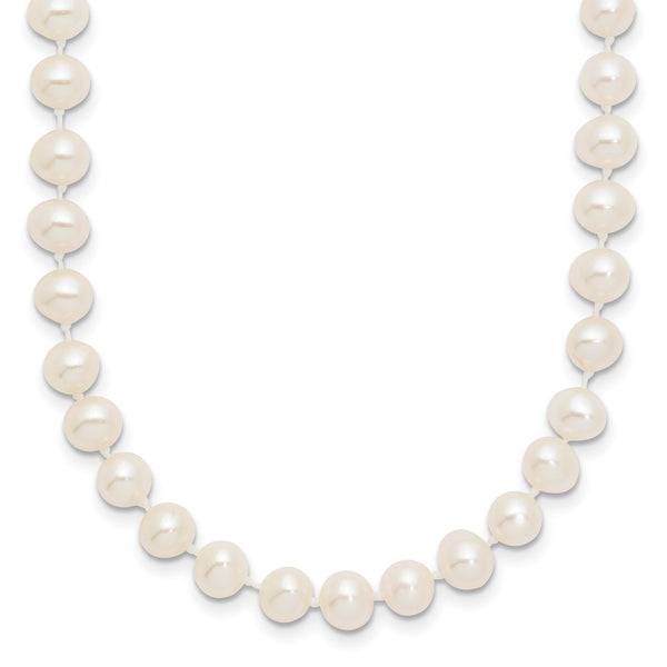 14K White Gold White Freshwater Cultured Pearl Necklace 5-6mm - Birthstone Company