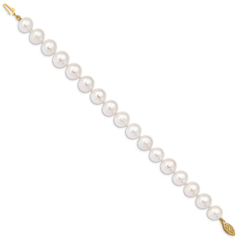 14k 10-11mm White Near Round Freshwater Cultured Pearl Bracelet - Birthstone Company