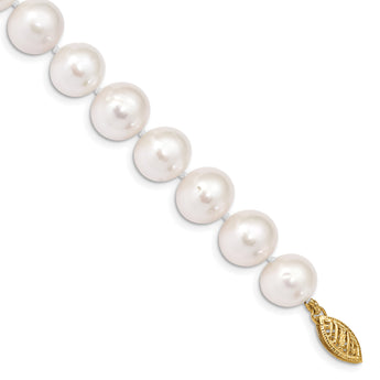 14k 10-11mm White Near Round Freshwater Cultured Pearl Bracelet - Birthstone Company