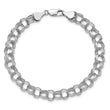 14k White Gold Lite 7mm Triple Link Charm Bracelet