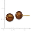 14K 10-11mm Coffee Button Freshwater Cultured Pearl Stud Post Earrings