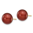 14K 10-11mm Coffee Round Freshwater Cultured Pearl Stud Post Earrings