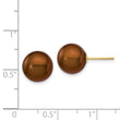 14K 10-11mm Coffee Round Freshwater Cultured Pearl Stud Post Earrings