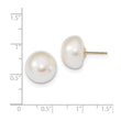 14K 13-14mm White Button Freshwater Cultured Pearl Post Earrings