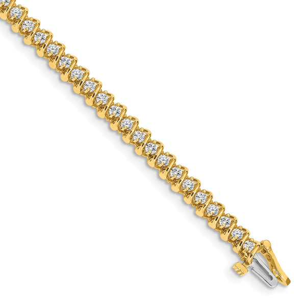 14k Complete 1.4 carat Round VS Diamond Fancy Spiral 7 inch Tennis Bracelet - Birthstone Company
