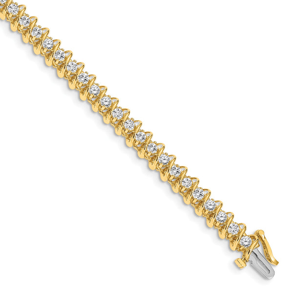 14k Complete 3.31 carat Round AA Diamond Fancy Spiral 7 inch Tennis Bracelet - Birthstone Company