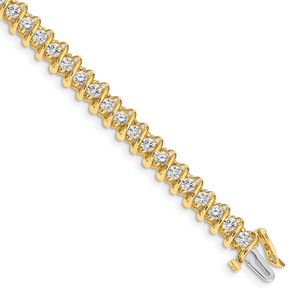 14k Complete 3.72 carat Round AAA Diamond Fancy Spiral 7 inch Tennis Bracelet - Birthstone Company