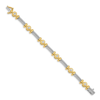 14k Two-tone AA Diamond Fancy Bracelet